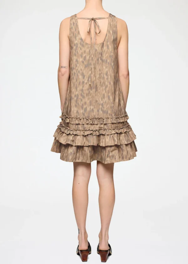 Printed Stretch Cotton U-neck Mini Dress