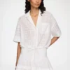Broderie Anglaise Cropped Bowling Shirt