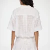 Broderie Anglaise Cropped Bowling Shirt