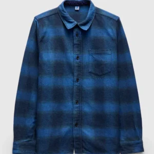 Cotton Tweed Check Indigo Over Dye Shirt