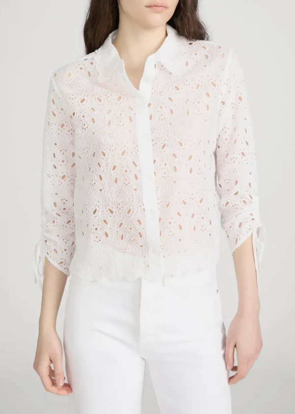 The Paisley Eyelet Cinch Sleeve Shirt