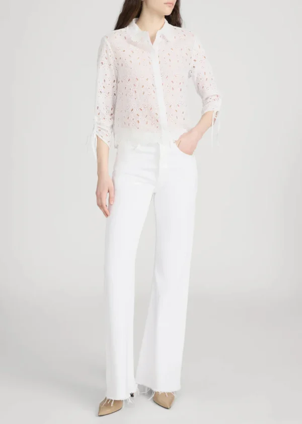 The Paisley Eyelet Cinch Sleeve Shirt