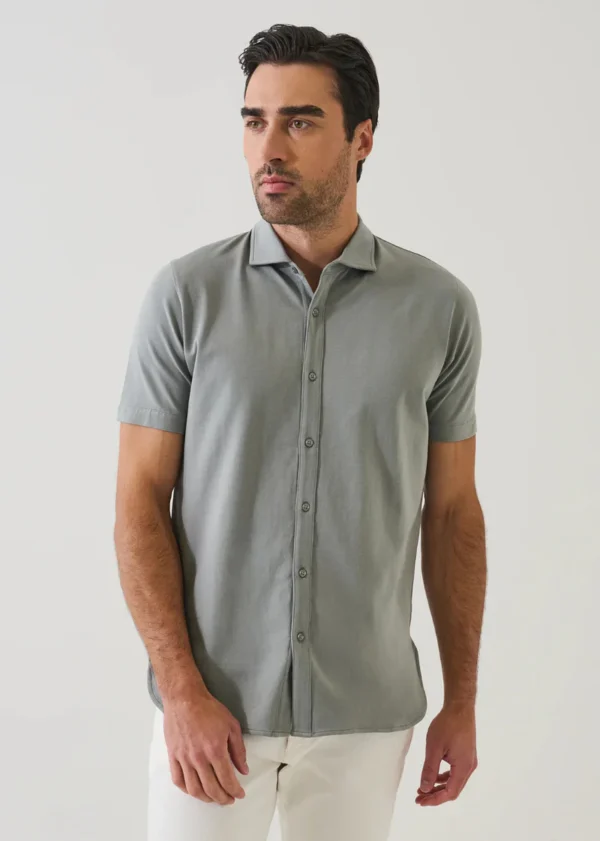 Pima Cotton Stretch Button Front SS Shirt