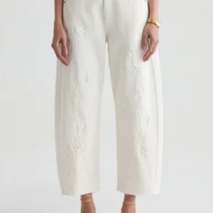 Hattie Crop Barrel Leg Eyelet Jean