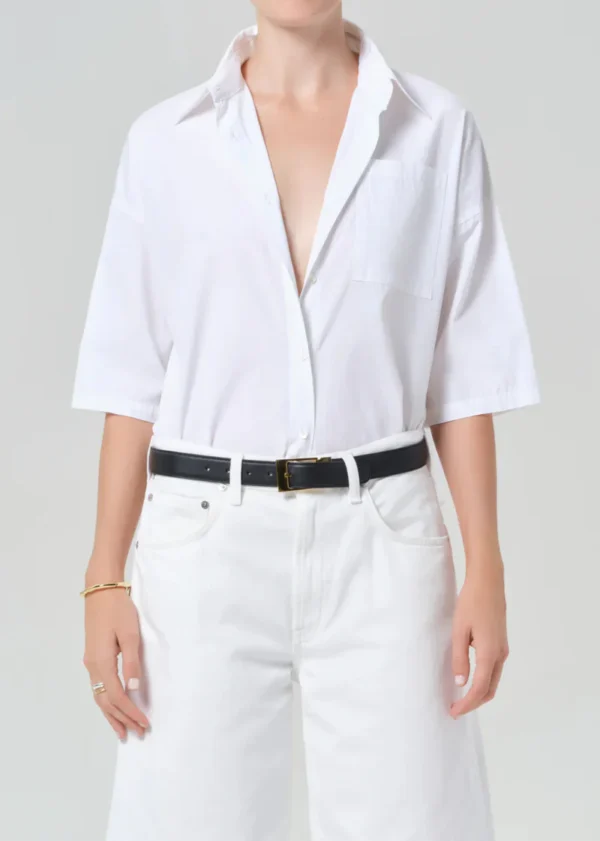 Frances Cropped Cape Button Up Top